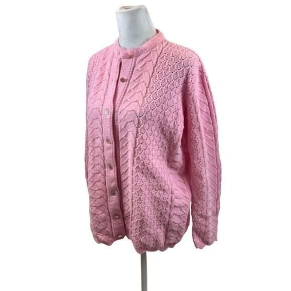 Ladies Vinatge Dolly Mann Wintuck Pink Button‎ Front Cardigan Size Large - Picture 3 of 10